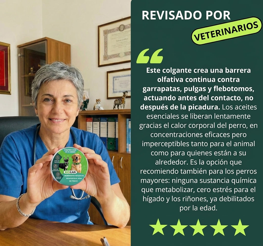 BioCan™ - Antiparasitario Natural Contra Pulgas y Garrapatas de 12 Meses de Duración para Perros